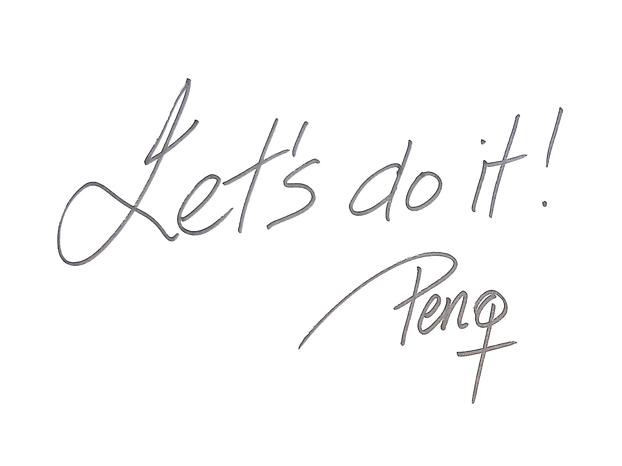 Close-up of handwritten text saying 'Let's do it!'