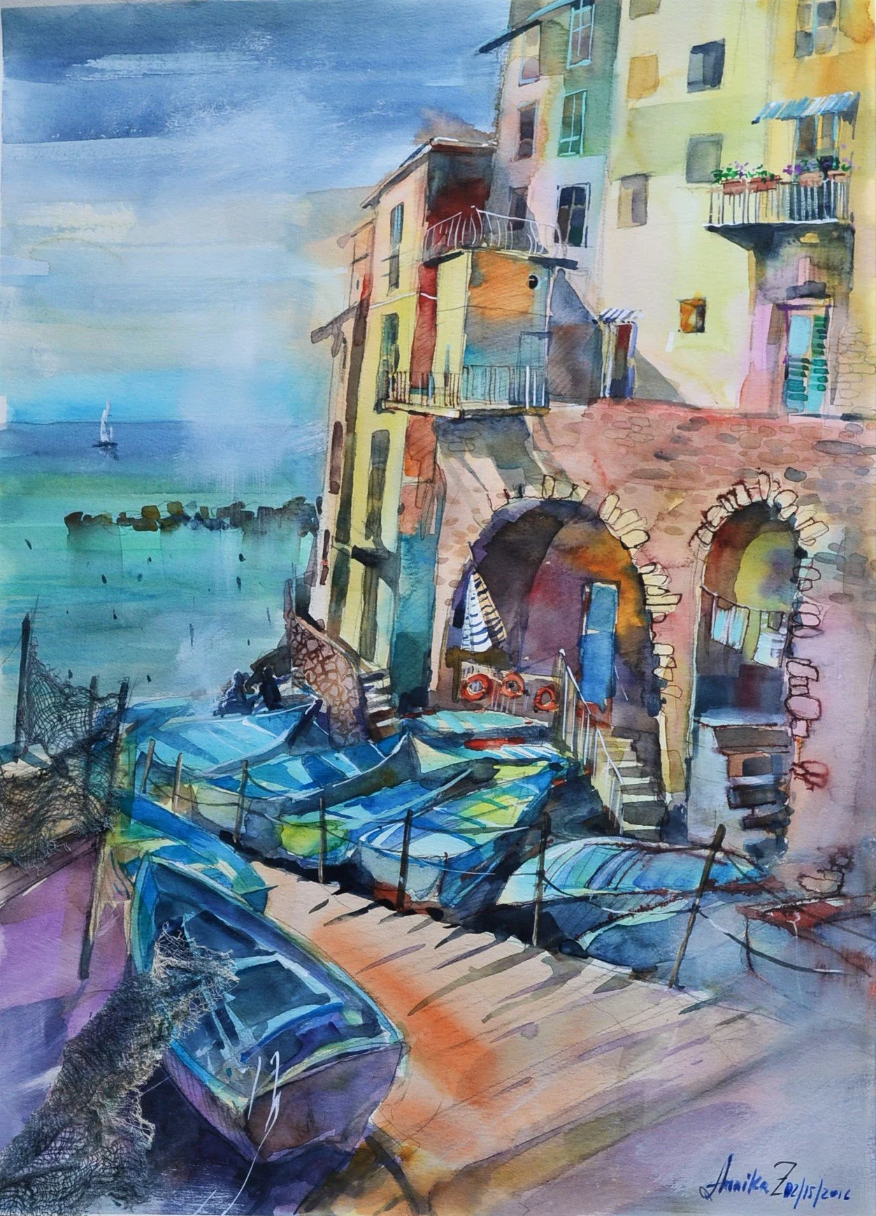 Riomaggiore. Fisherman village 22x16.JPG