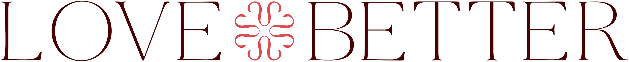 The phrase "LOVE BETTER" written in large, elegant, burgundy-colored text with a decorative floral element replacing the letter "O" in "LOVE".