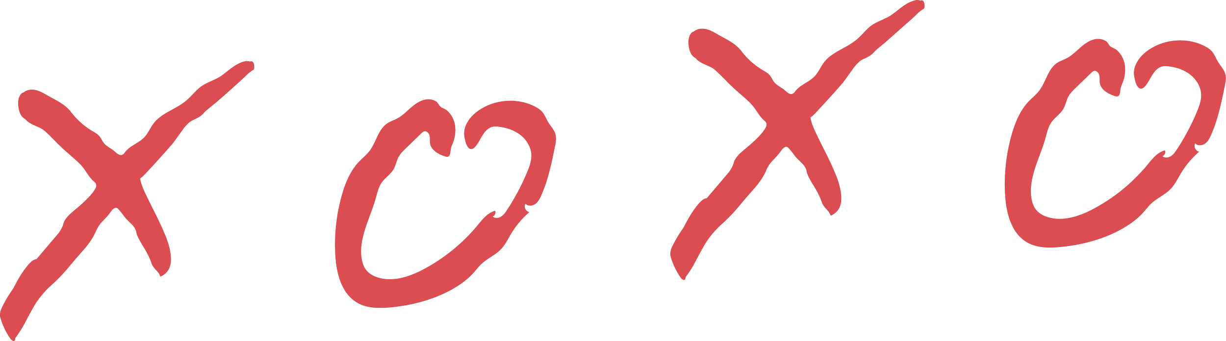 Stylized red handwritten text spelling 'XOXO'.