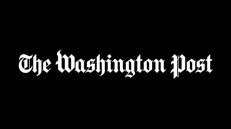 The Washington Post logo in white Gothic font on a black background.