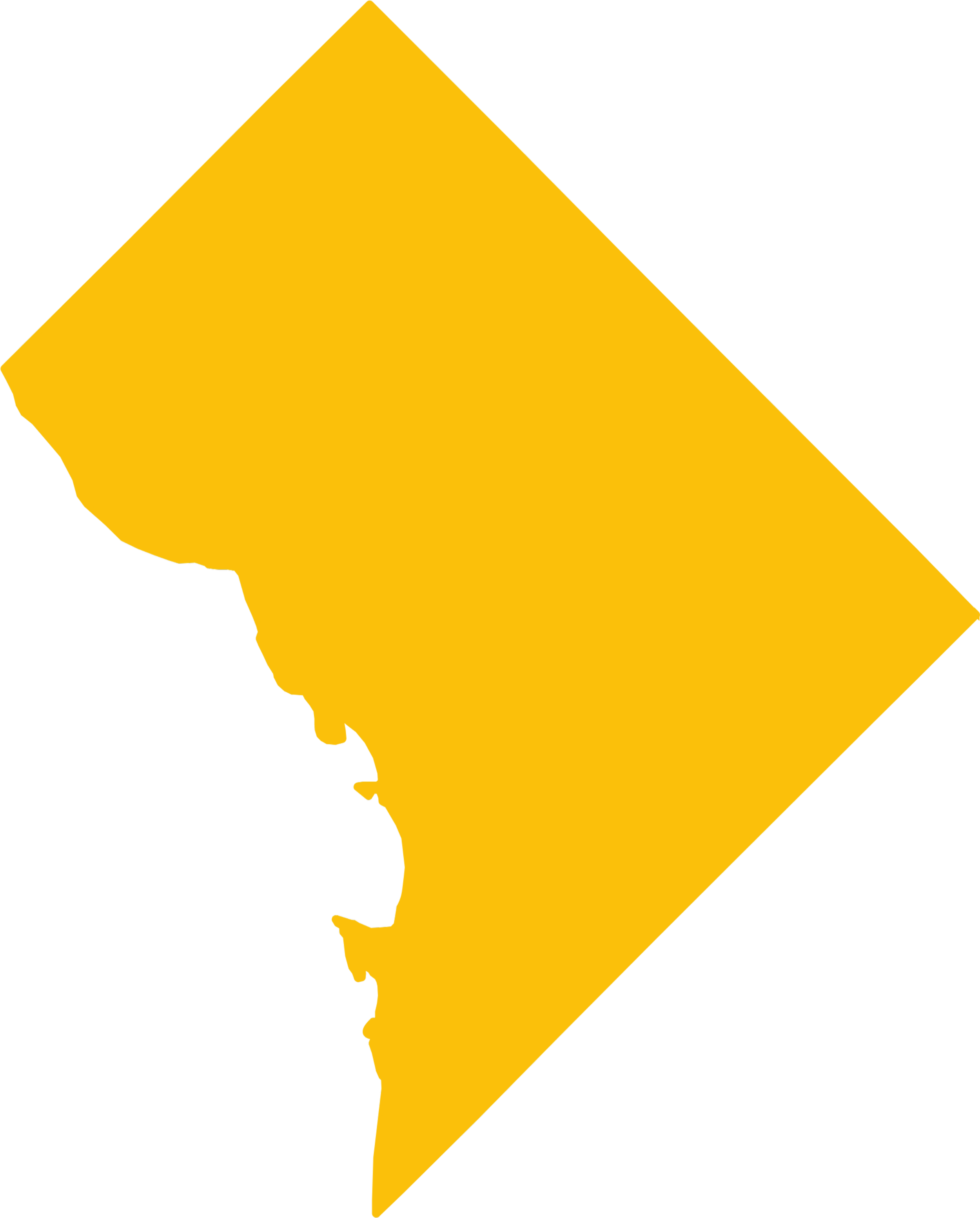 Silhouette of a map of California filled with a yellow color.