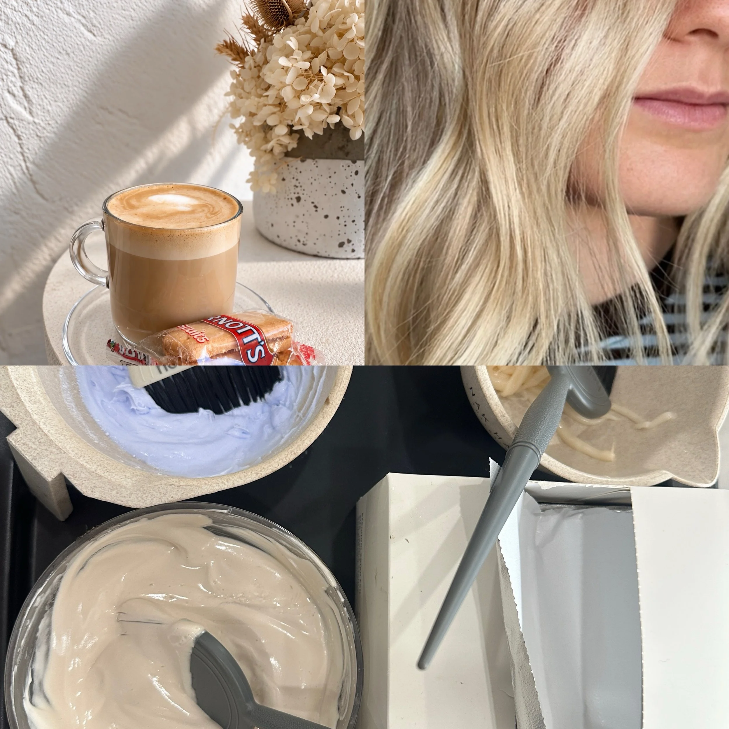 A little bit of what goes on behind the chair 🤎

The coffee might be important&hellip; but so is everything happening in those little bowls. 

Dimensional bright blonde isn&rsquo;t just about putting some foils in and hoping for the best.

It&rsquo;
