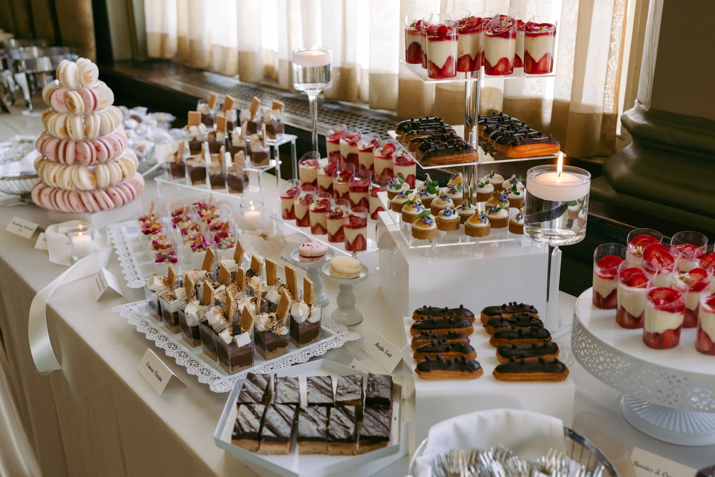 a parisian dessert table for a wedding