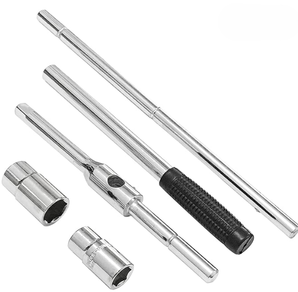 23" Universal Extended Lug Wrench 4 Way Wheel Wrench Heavy Duty Tire Steel Nut Set with Bag Standard Sockets 17mm 19mm 21mm 23mm for Cross Wheel Wrench ( Chrome Vanadium Steel )