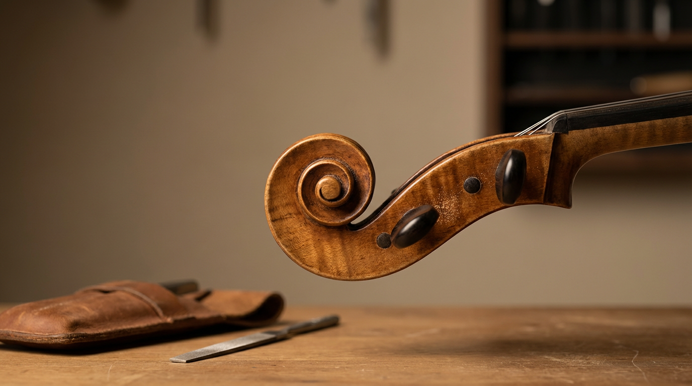 Cello Scroll Carving