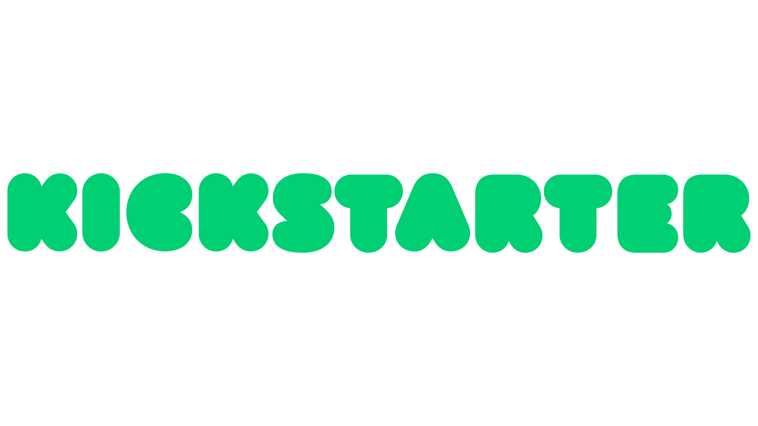 The word 'Kickstarter' written in stylized, rounded green letters.