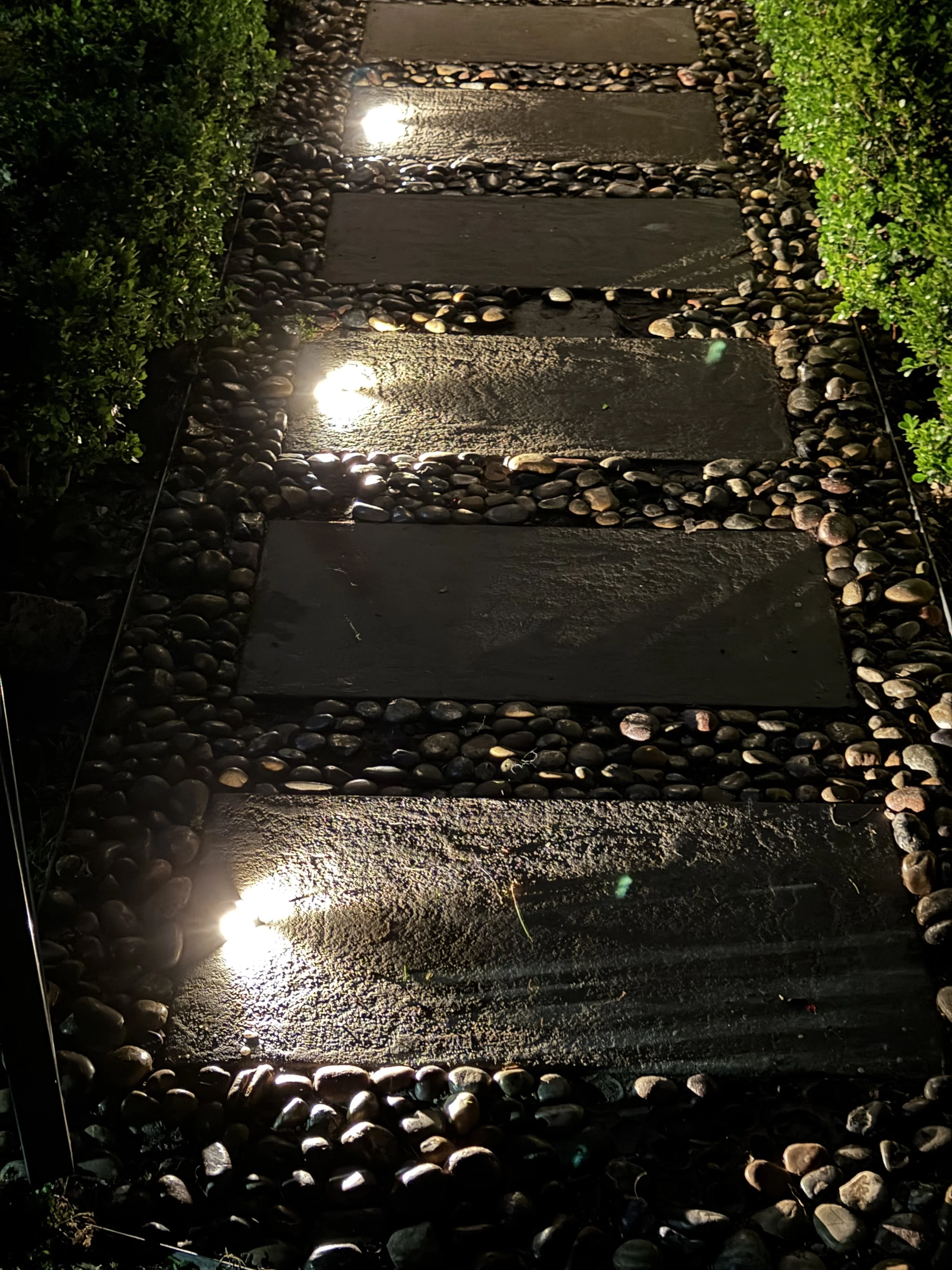LuxR Modux 1 pathway lights. Elegant outdoor lighting, pointing light only where it needs to go. IP68 rating giving peace of mind with rain, wind and cleaning 