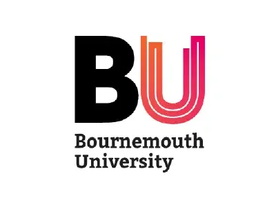 Bournemouth University logo with stylized letter 'U' in pink and orange.