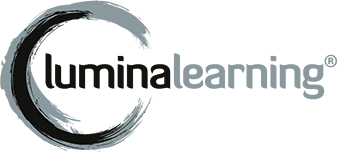 Luminal Learning logo with black and green text and a circular brushstroke design