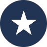 An icon of a dark blue circle with a black star in the center