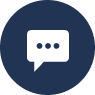 Blue chat bubble icon with three dots inside