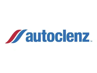 AutoClenz logo with stylized red and blue swoosh symbols and the brand name in blue text.