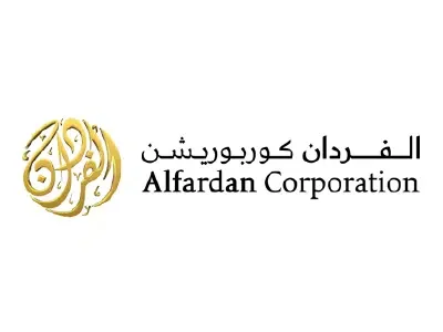 Logo of Al-Fardan Corporation, featuring Arabic calligraphy inside a circular gold emblem and the company name in both Arabic and English.