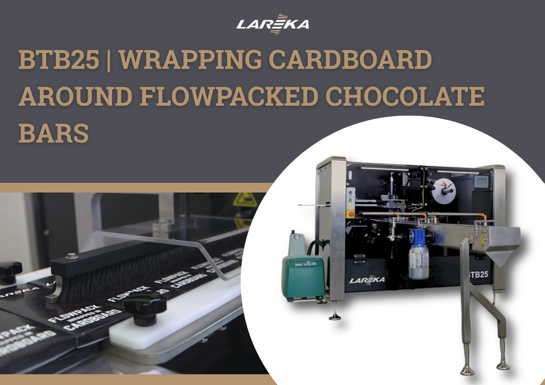 Wrapping cardboard around flowpacked chocolate bars
