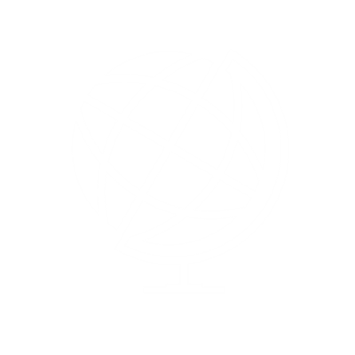 Silhouette of a globe with latitude and longitude lines on a stand, in white against a black background indicating that Lareka is delivering machines worldwide.