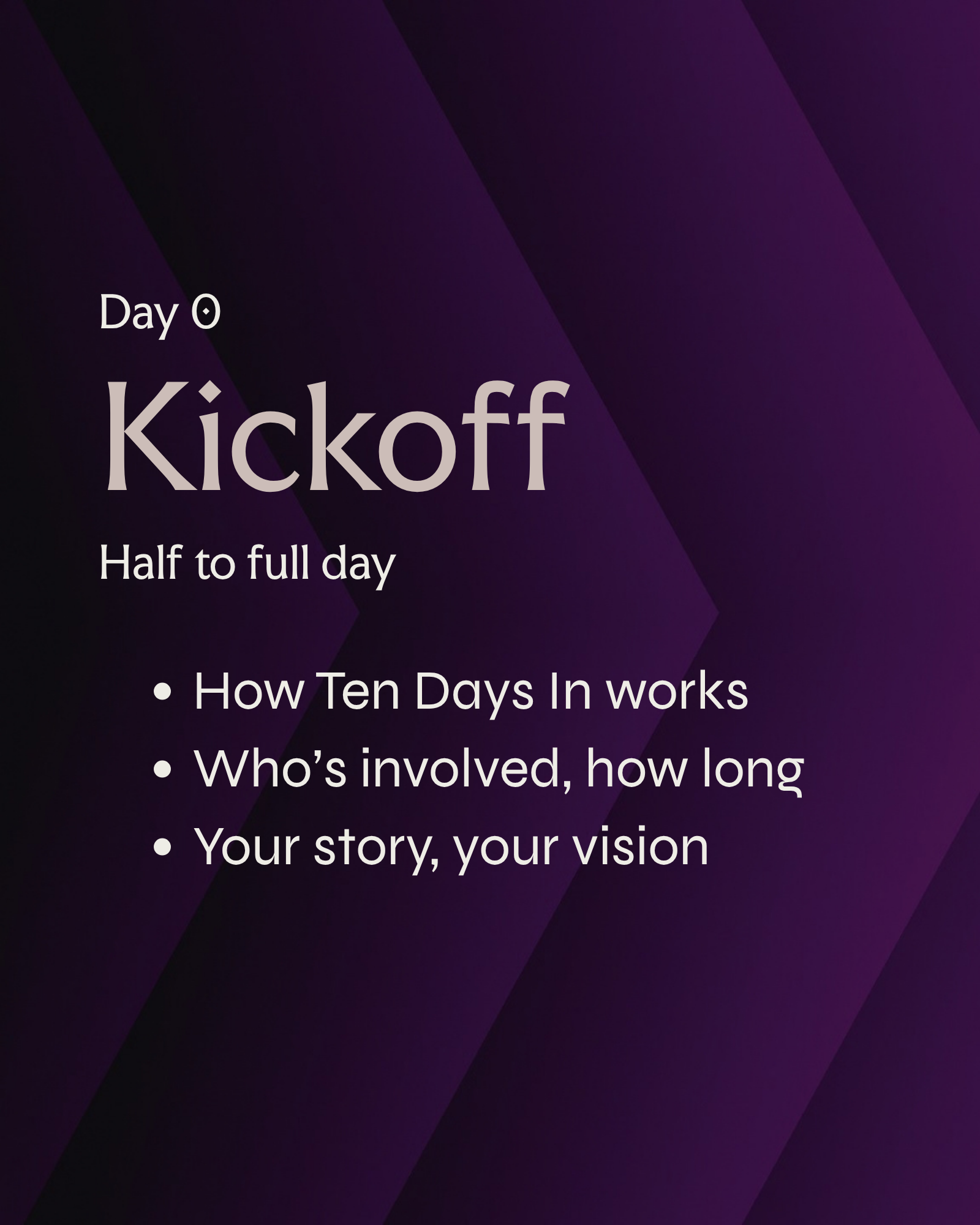 MarLi, Ten Days In: Kickoff