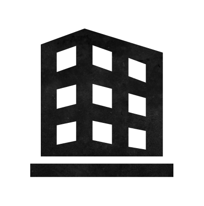 Icône noire représentant un bâtiment.