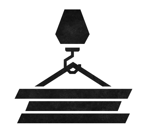 Icône noire représentant une grue.