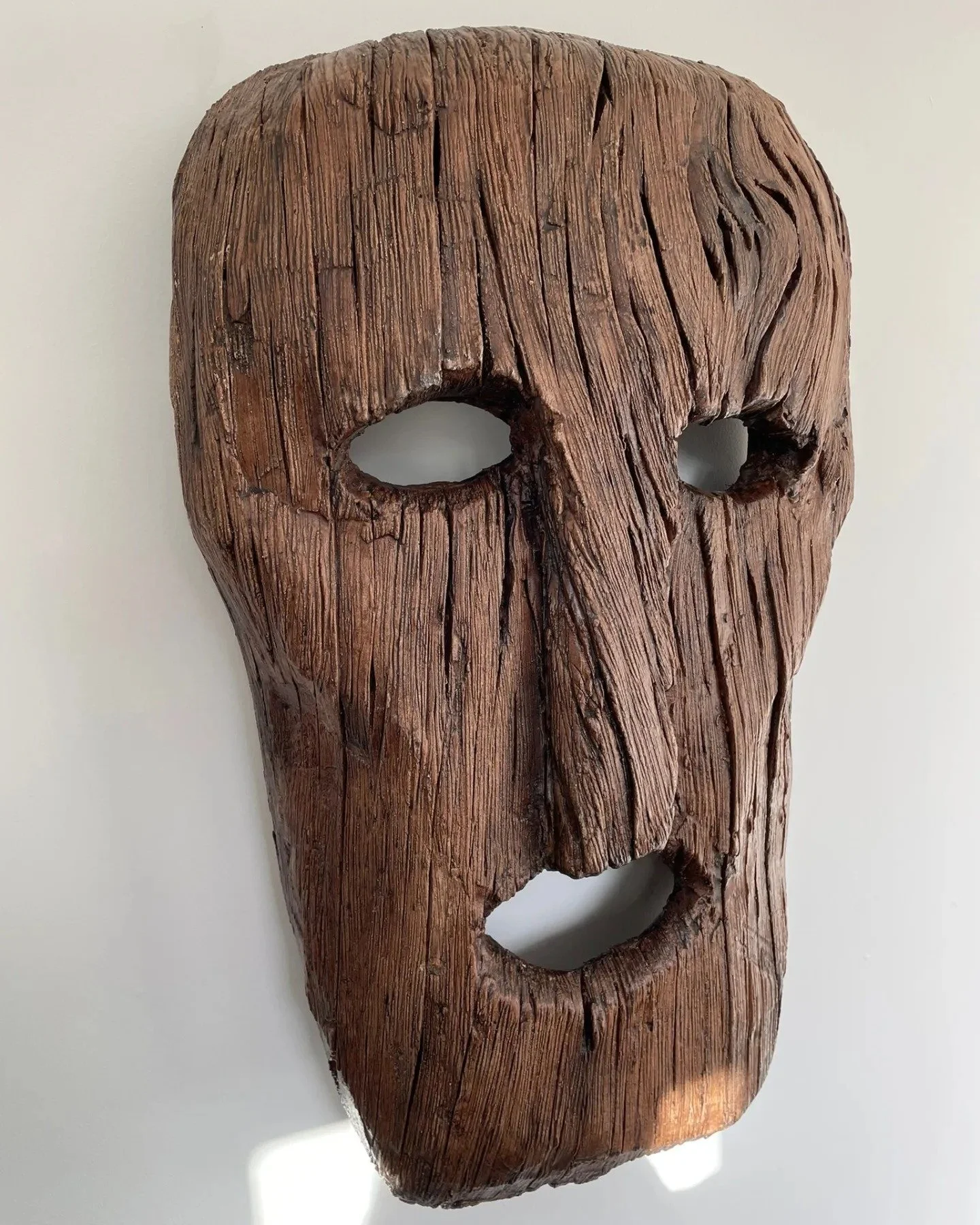 hand made faux wood wall art mask
