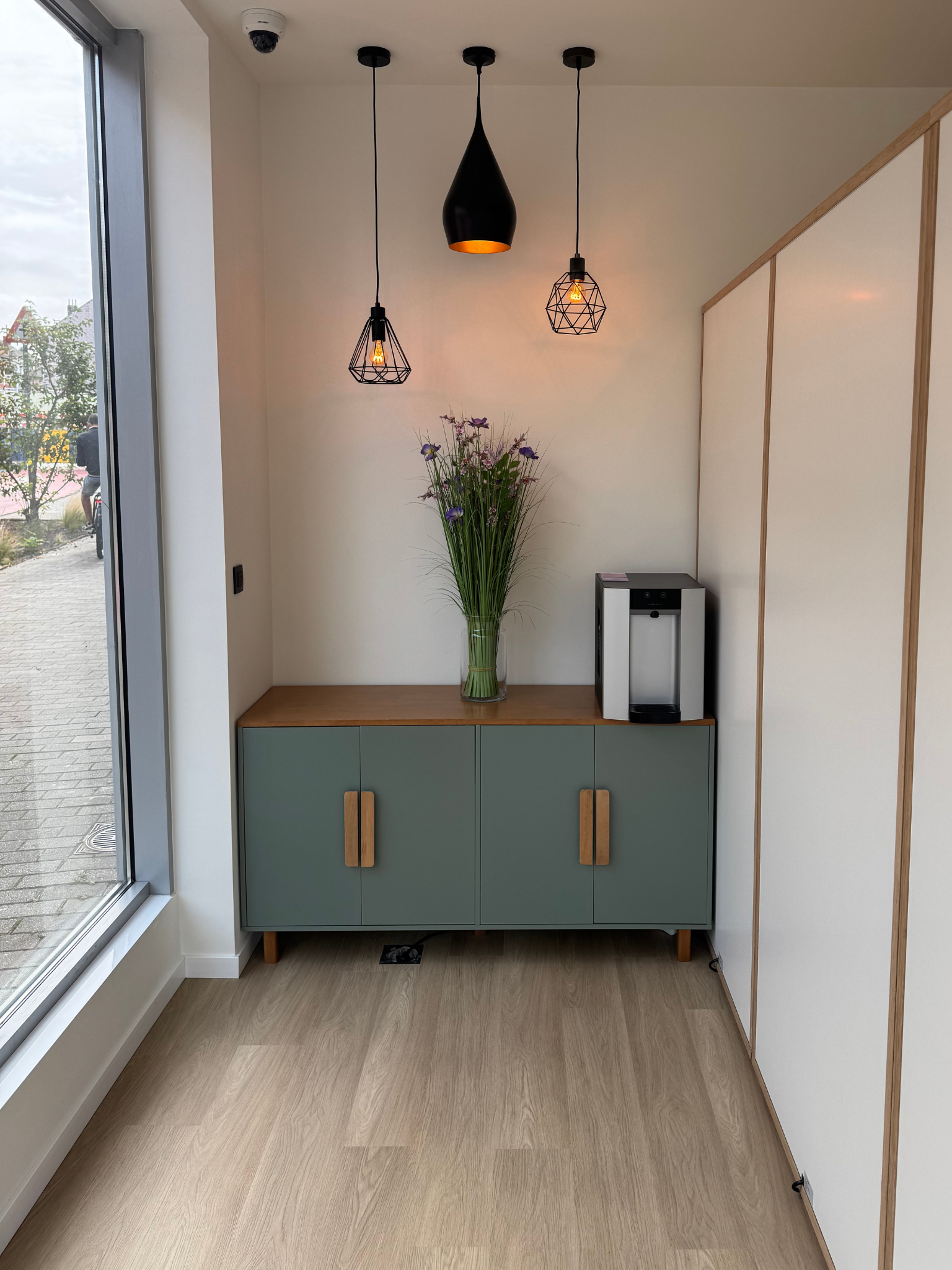 Coworking entrance with phone booths in Halle, Belgium near Brussels and Halle train station