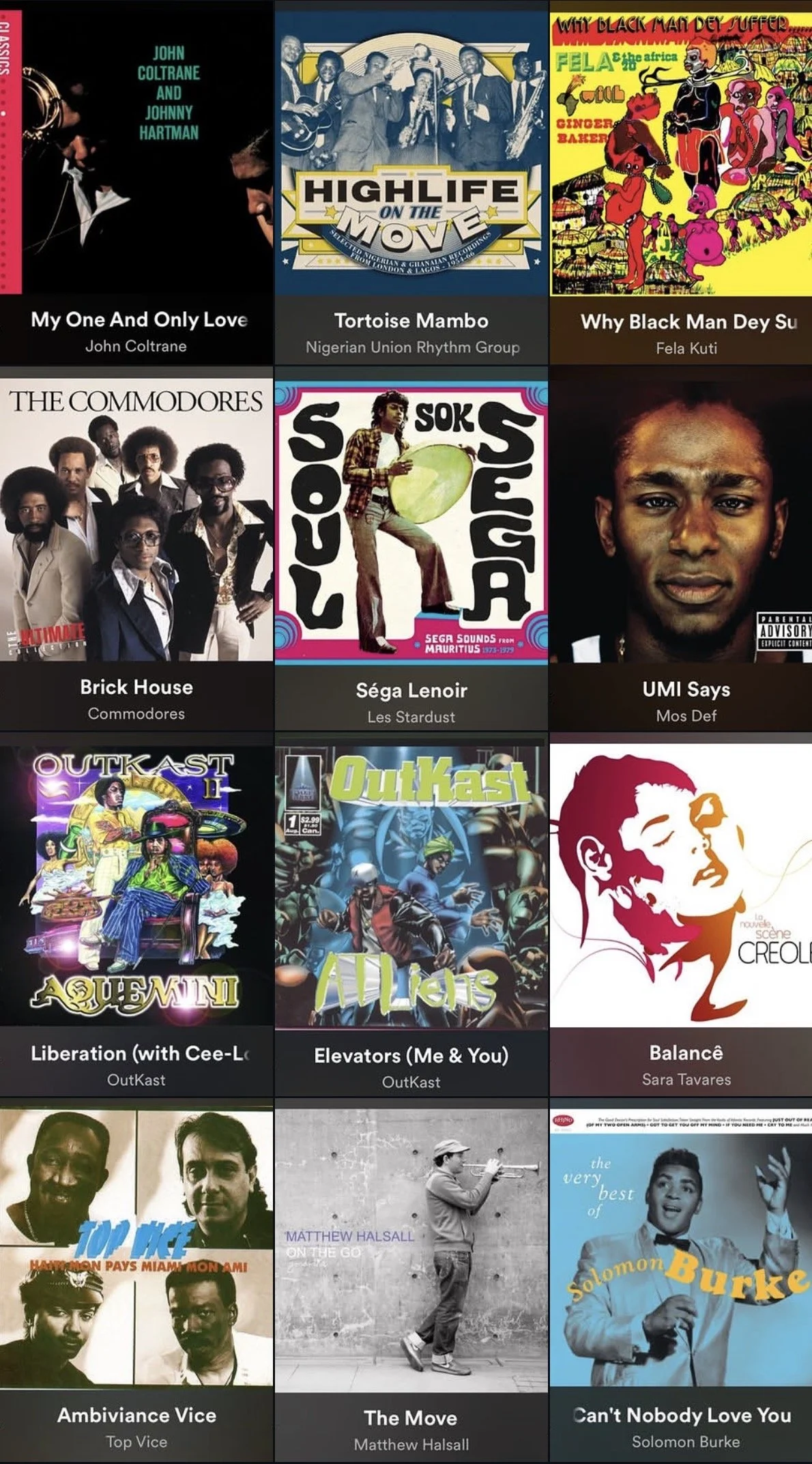Album artwork for a selection of albums by various artists