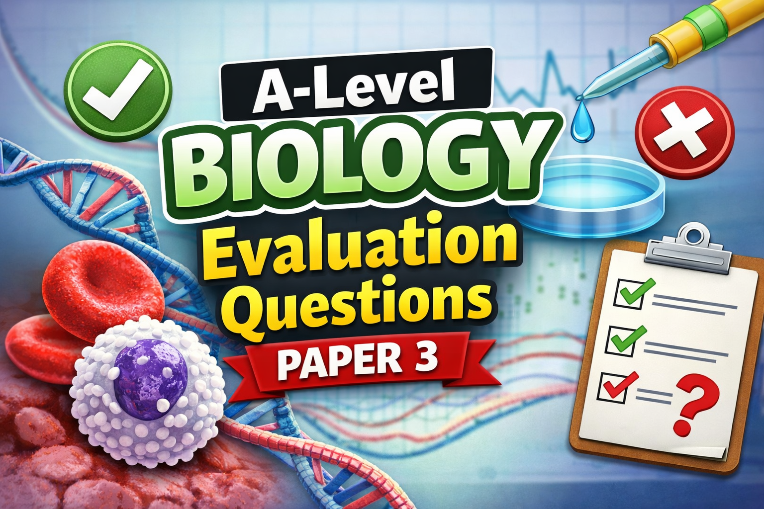 AQA A‑Level Biology Paper 3 Evaluation Questions & Model Answers (AO1/AO2/AO3)