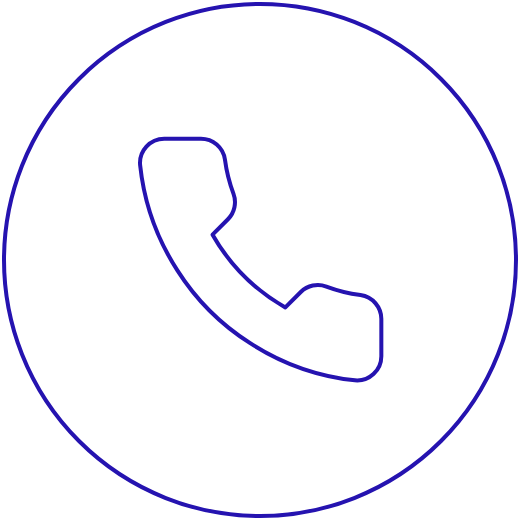 Ikon av en telefon i en blå sirkel