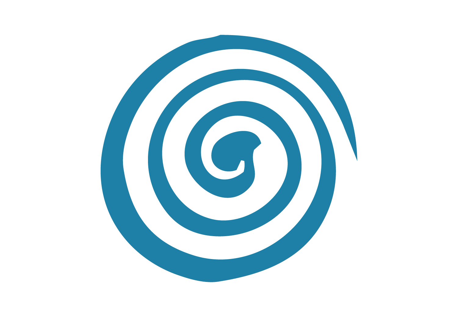 Blue and black spiral logo design.