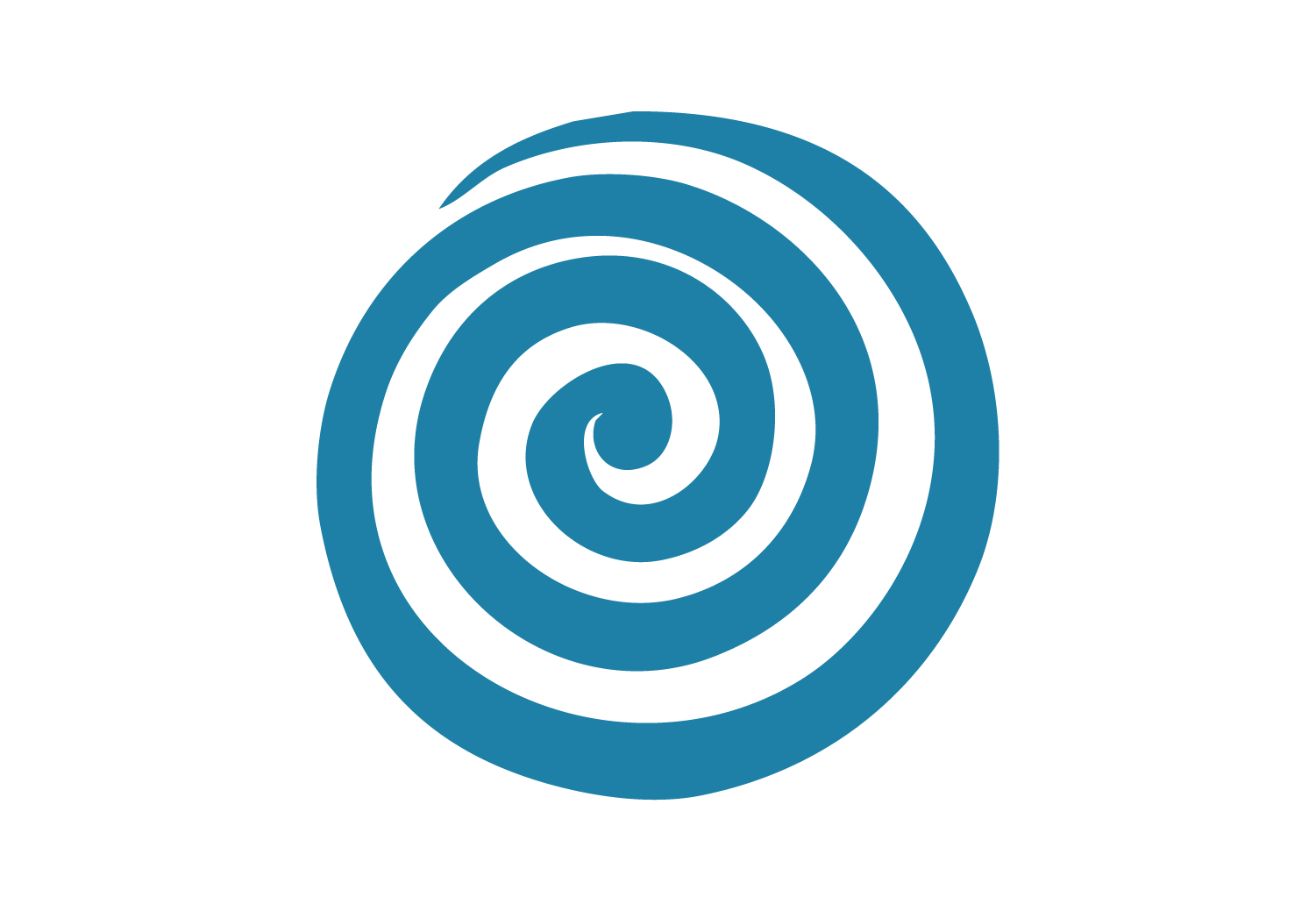 Blue spiral pattern on a black background.