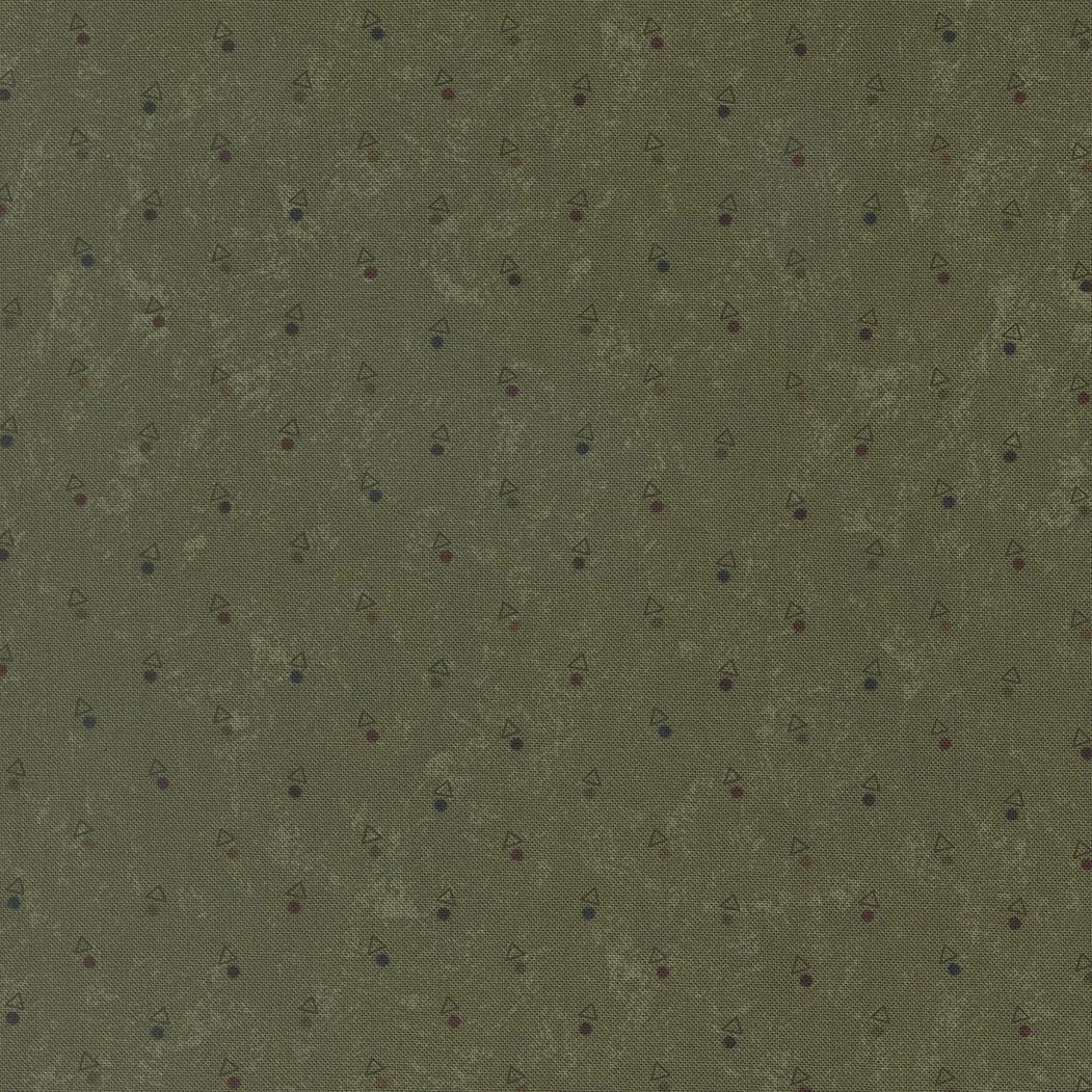 A close-up of green fabric with a pattern of small cherries scattered evenly.