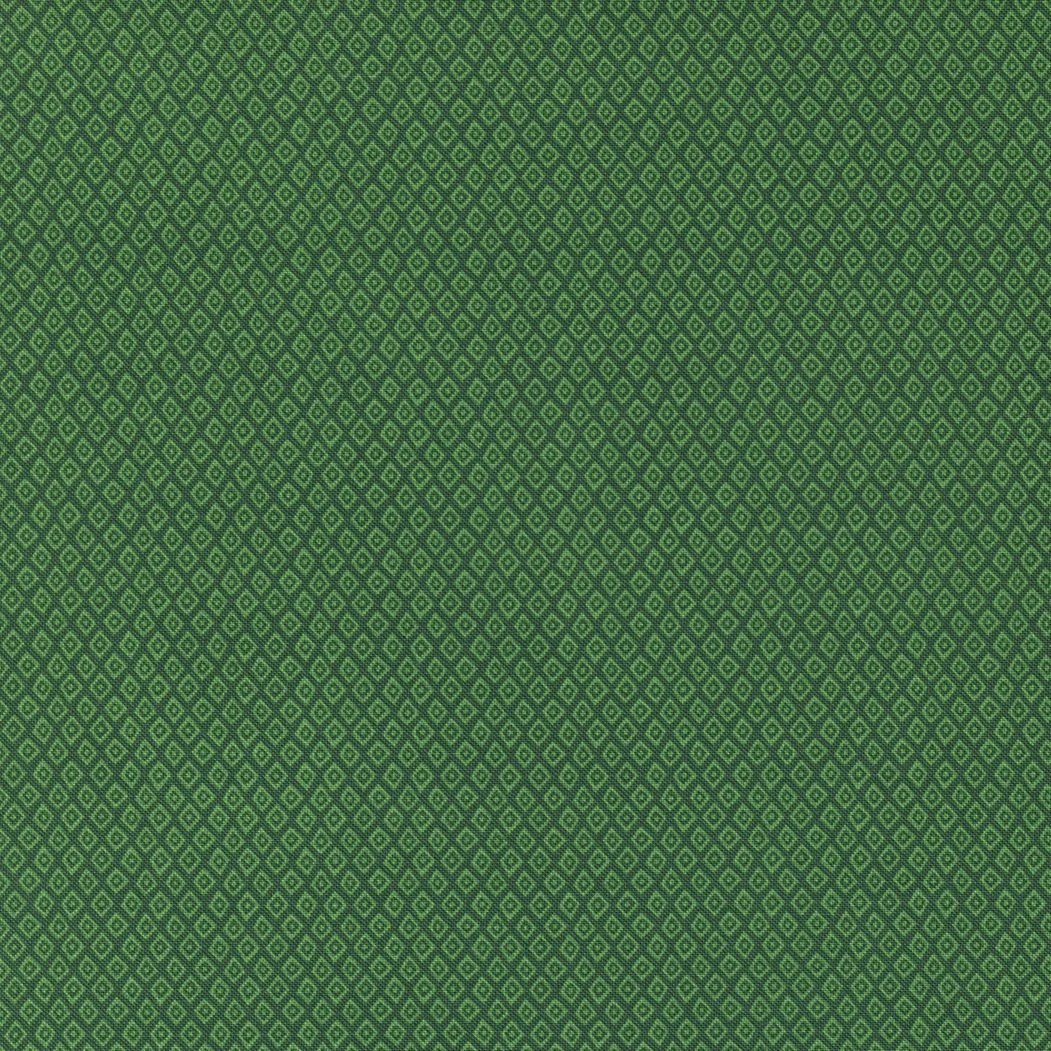 Close-up of a green textured fabric with a diamond pattern.