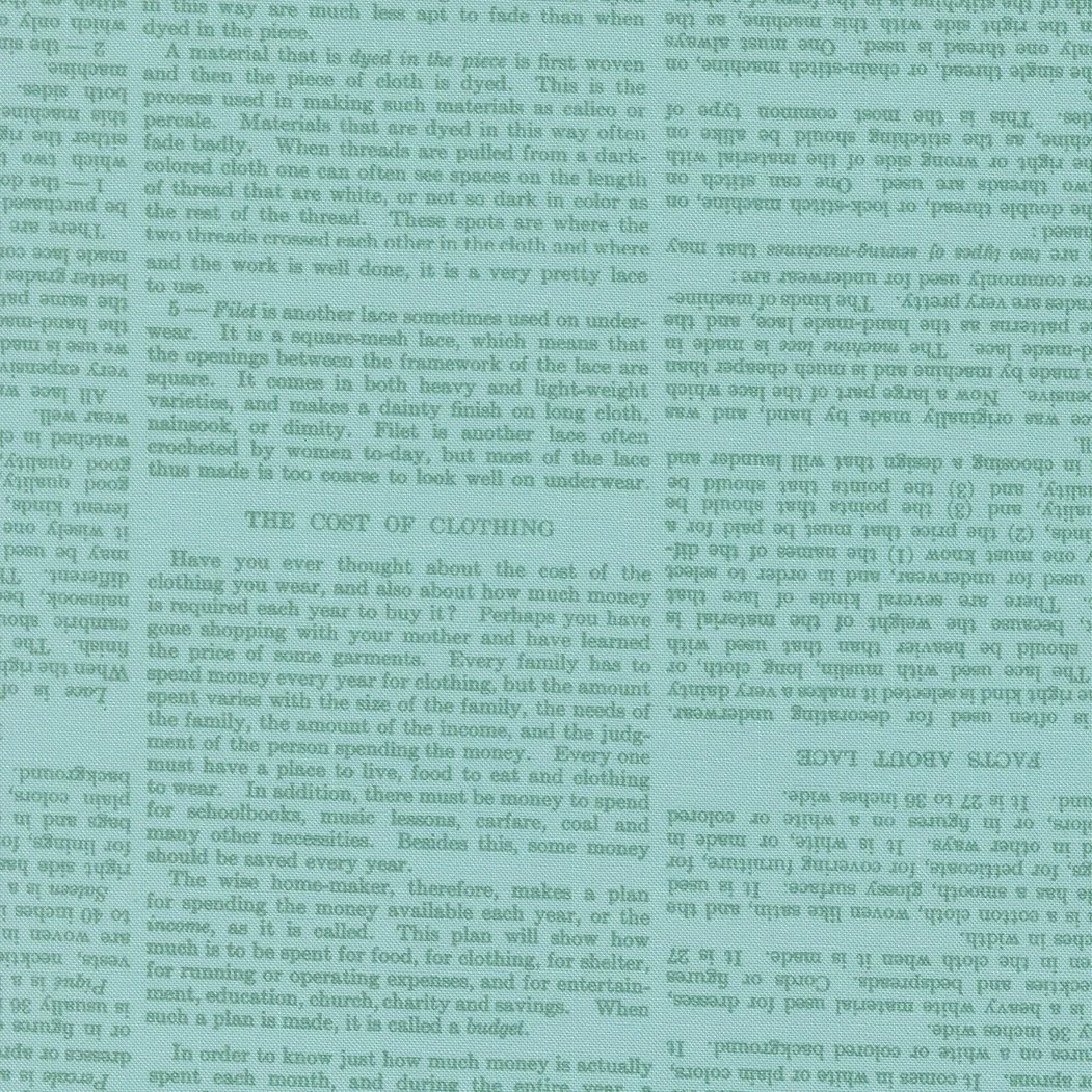 A page from a book or document printed in green ink, featuring text about the cost of clothing and related topics.