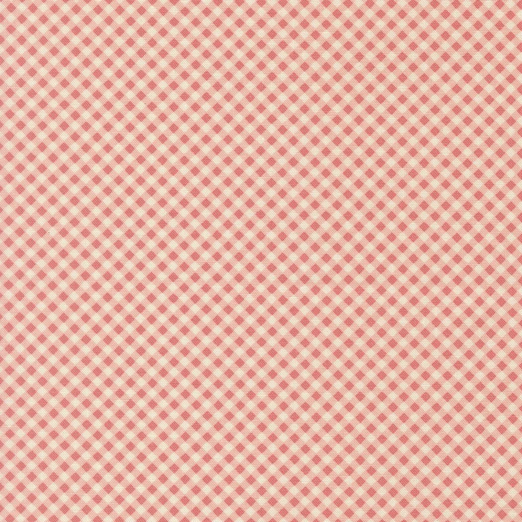 Pink and white checkered fabric pattern.