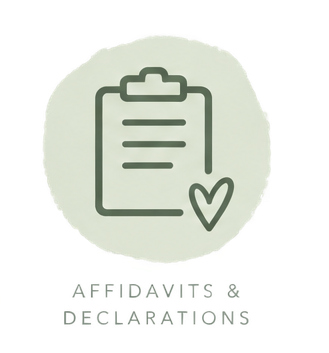 Icon of a clipboard with a heart, and text that says "Appointments & Declarations."
