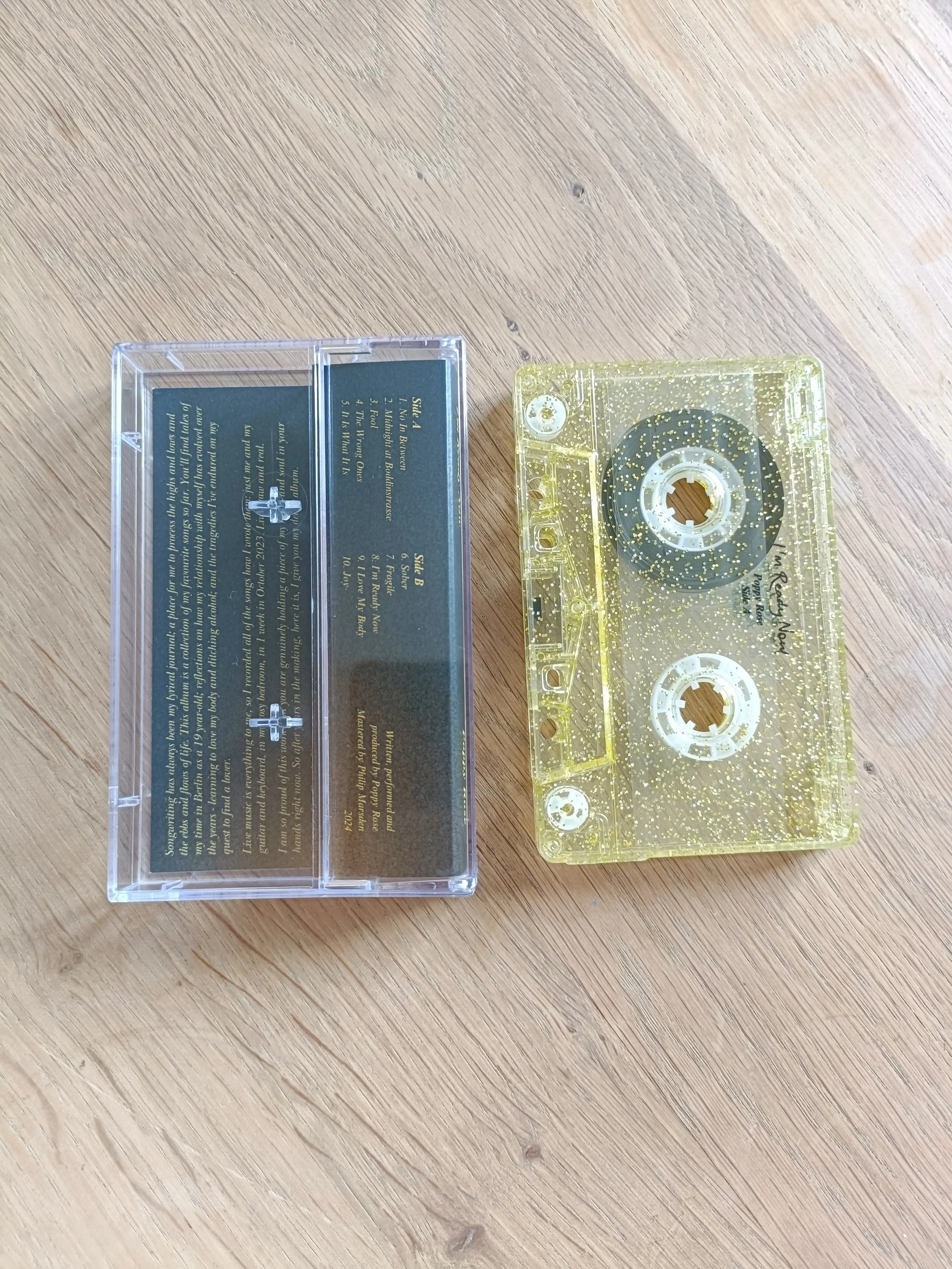 I'm Ready Now album by Poppy Rose on gold glitter sparkly cassette