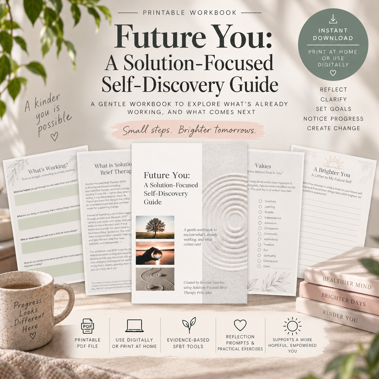 Future You: A Solution-Focused Self-Discovery Guide (Printable Workbook)