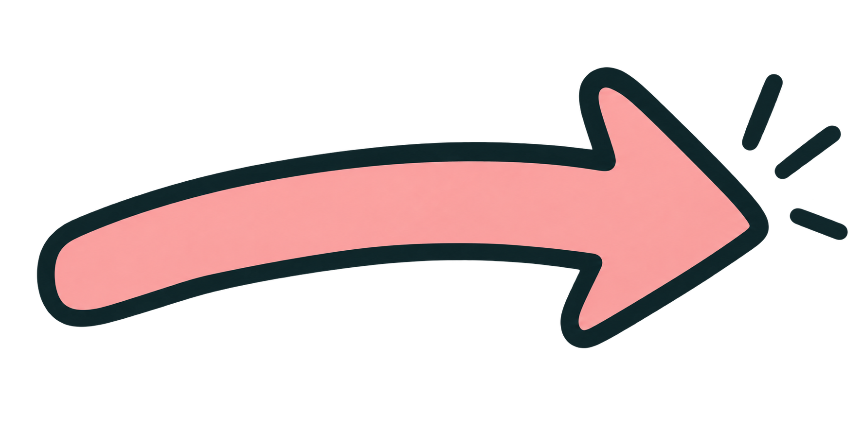 Pink arrow pointing to the right with black outline and lines around the arrowhead