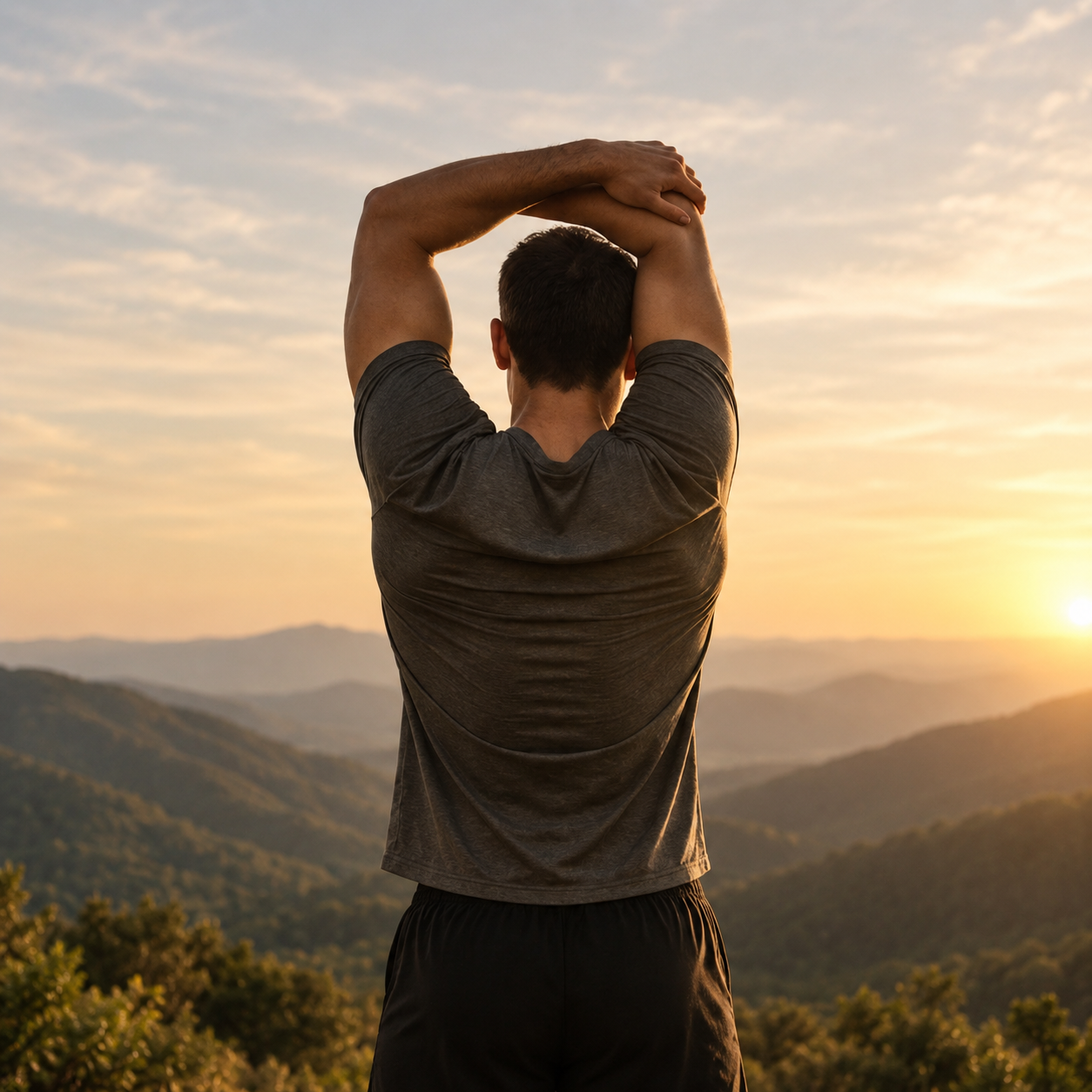 man stretching outdoors