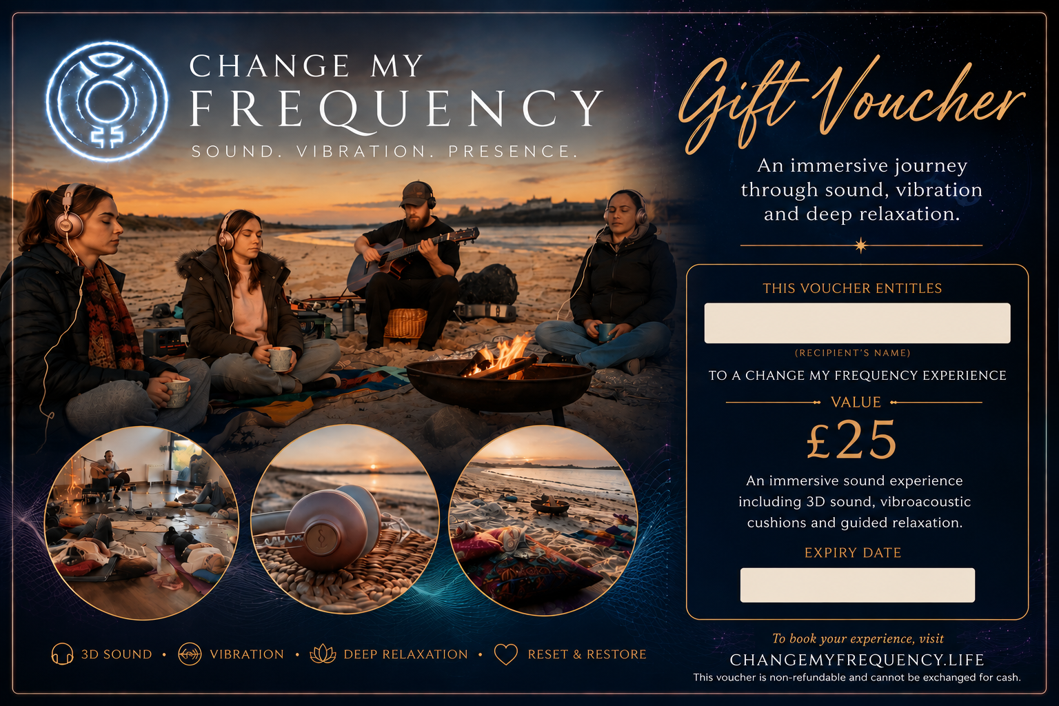 Change My Frequency £25 gift voucher for one group CMF journey.