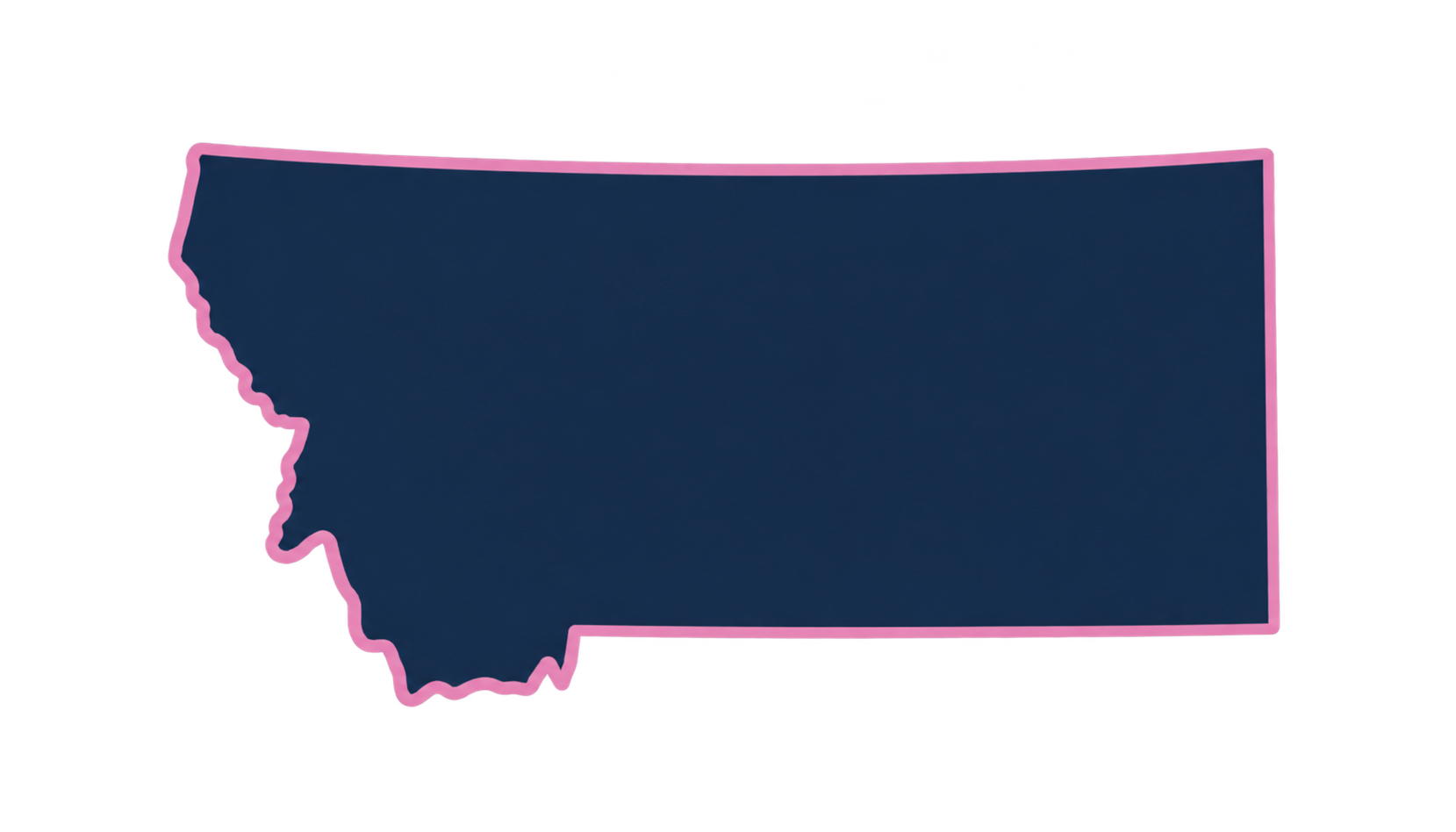 Outline of the state of Arizona filled with a dark blue color, with a pink outline.