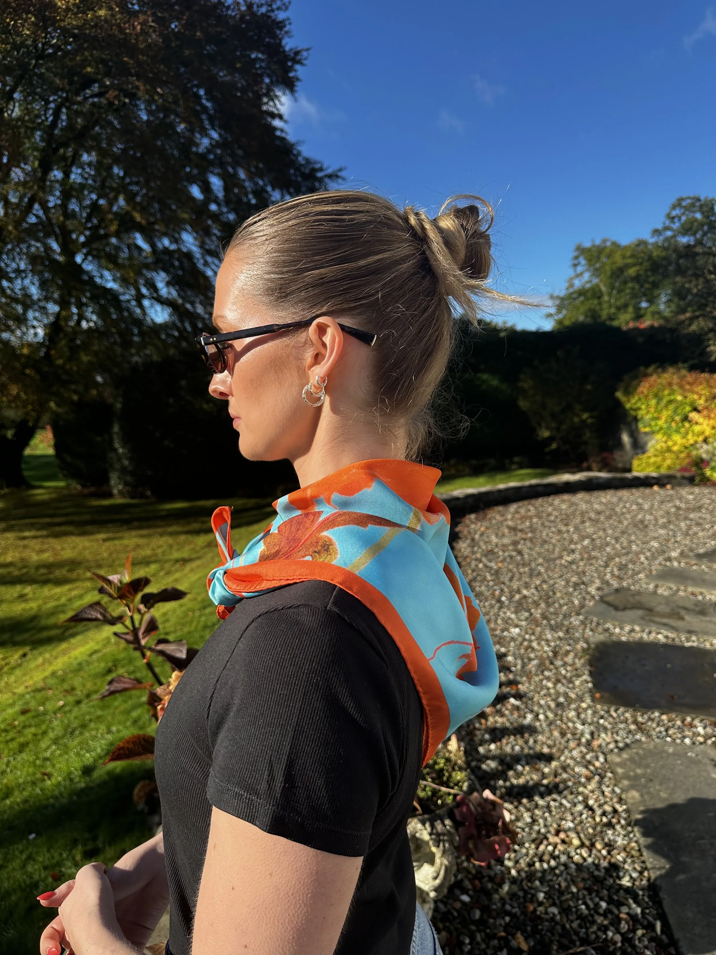Flaming Orange Dahlia Scarf