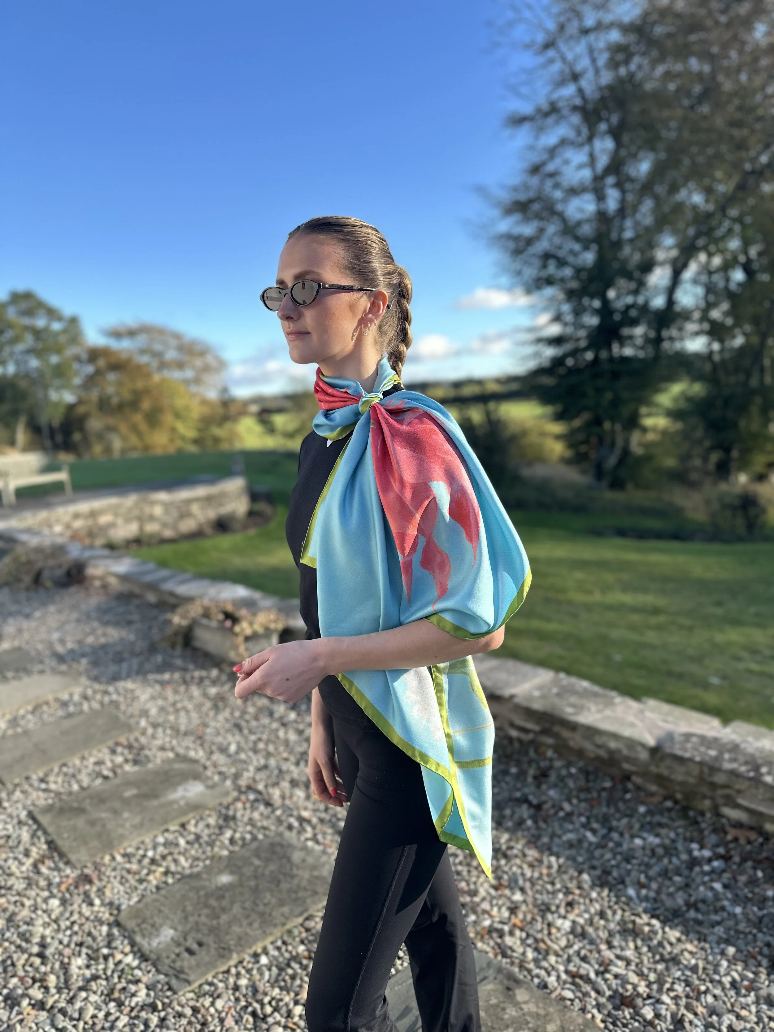 Pom Pom Pink Dahlia Scarf