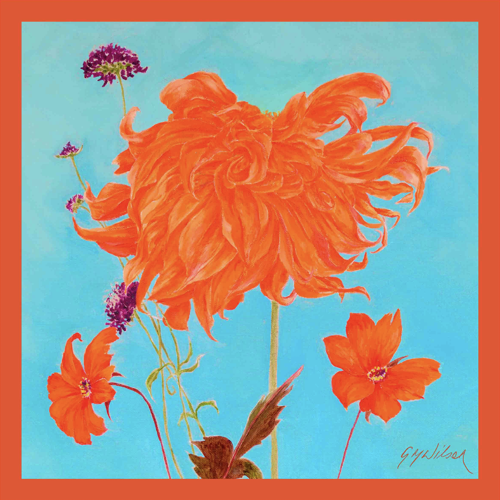 Flaming Orange Dahlia Scarf Flatlay.png