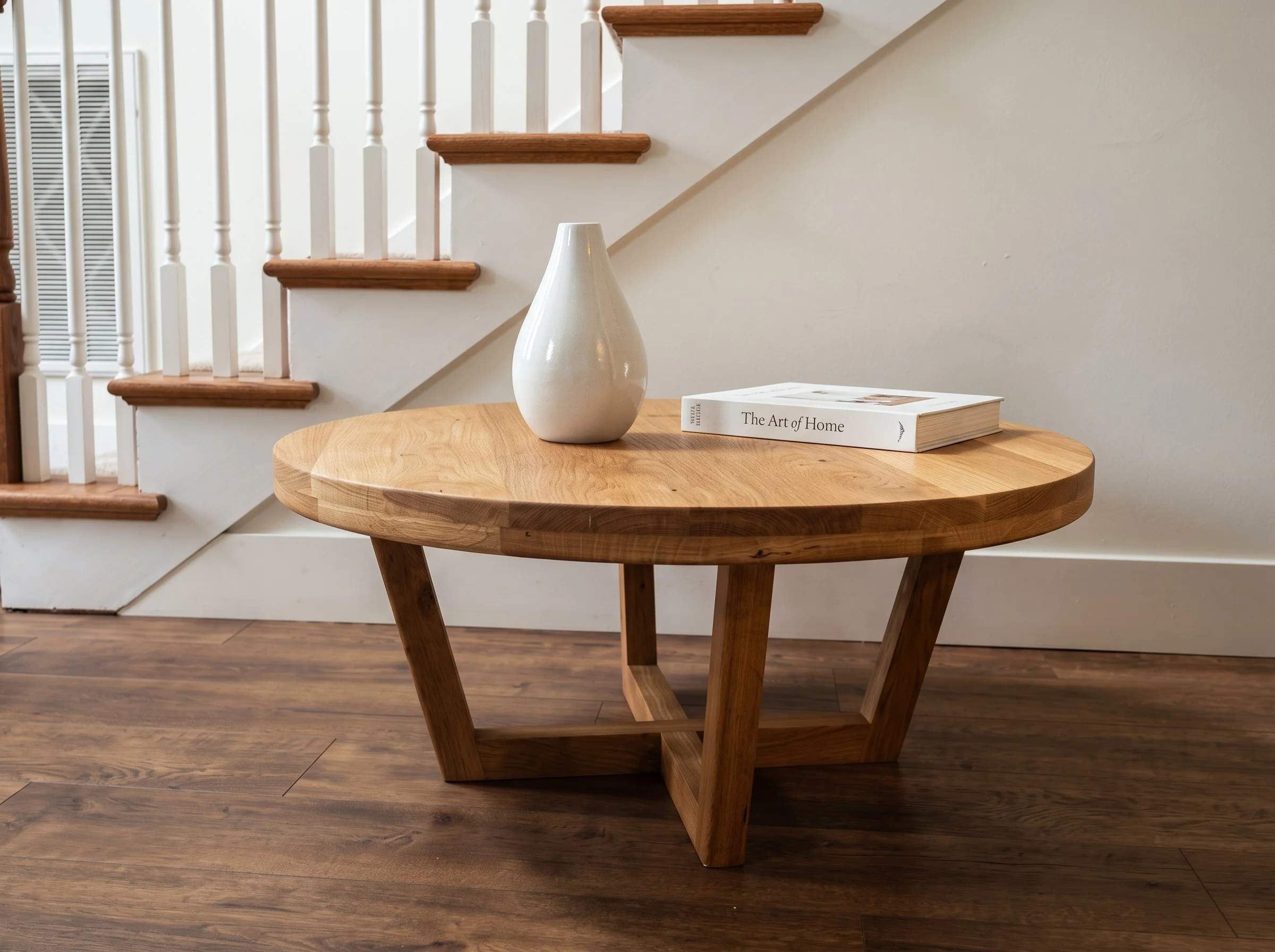 The Ember Round White Oak Coffee Table