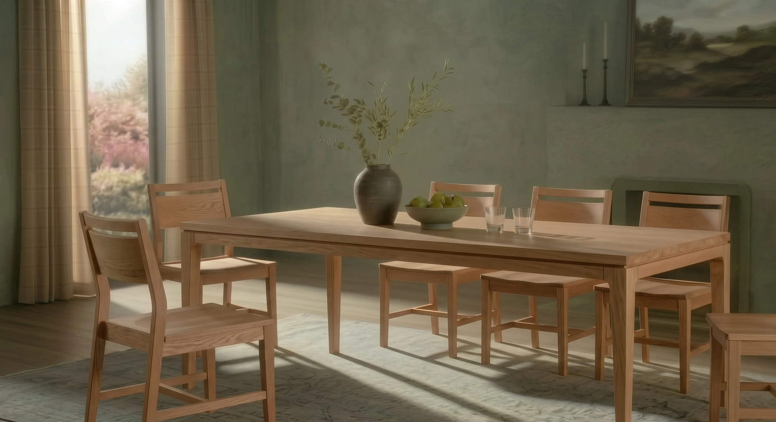 The Vance Hardwood Dining Set White Oak