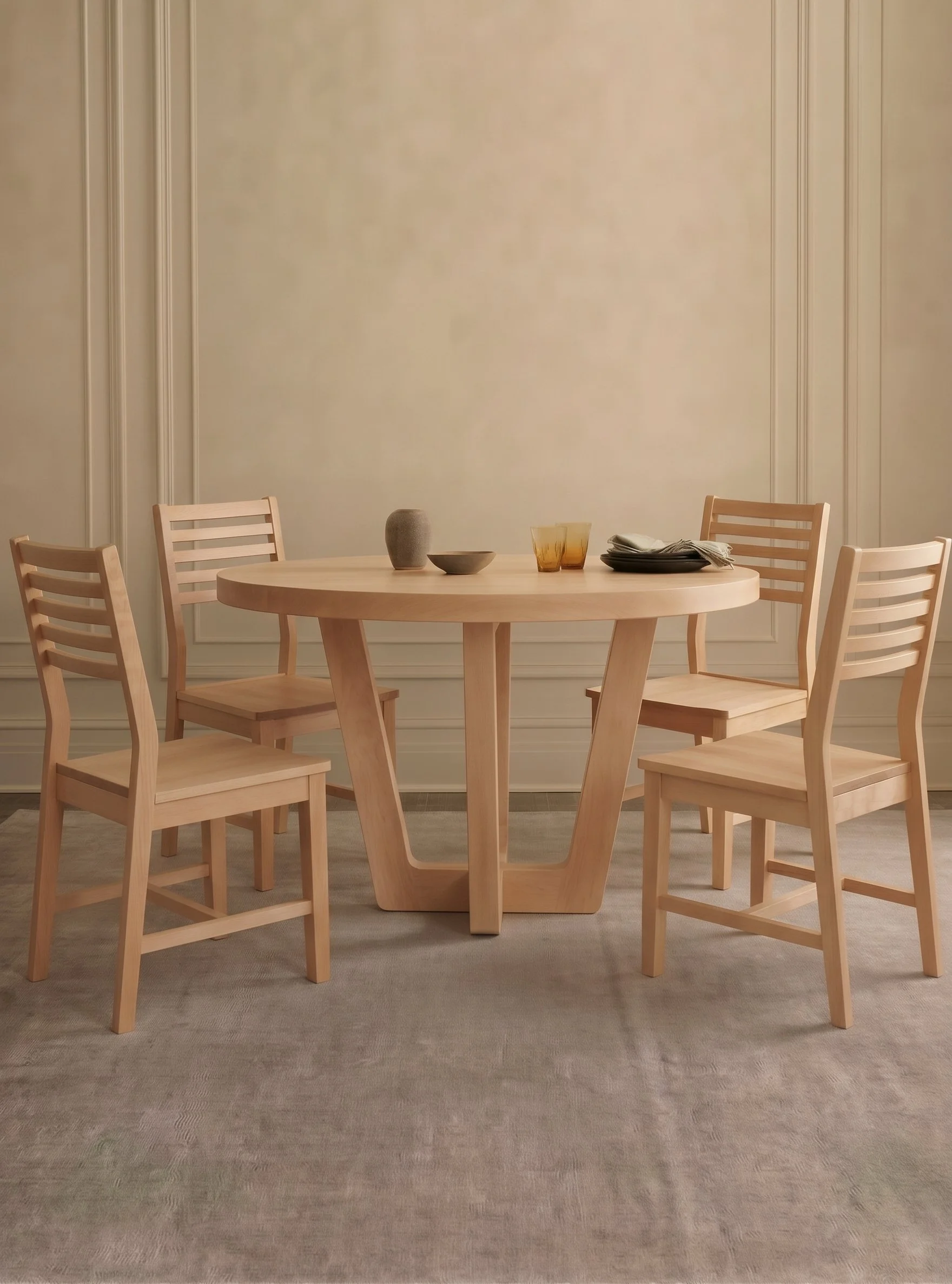 Ellis Round Dining Table Set Maple