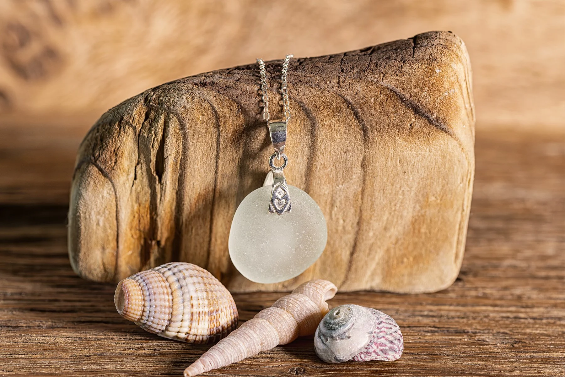 Welsh Sea Glass Necklace with a Sterling Silver Trace Chain