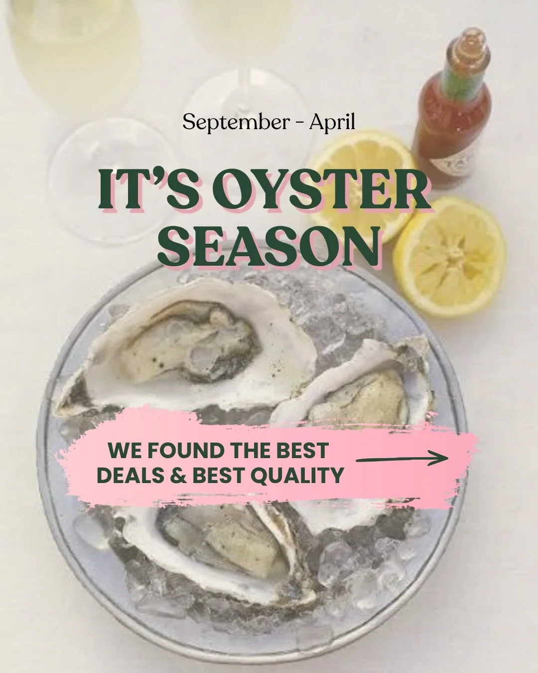 Summer is over, but oyster season has officially begun! Most people don&rsquo;t realize the best time to eat these delicious bites is between September through April. The cold water produces better quality/taste. 

Here&rsquo;s a teaser of just a few
