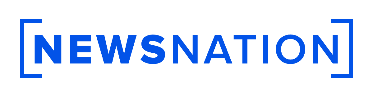 Logo of NewsNation with blue text and brackets around the word